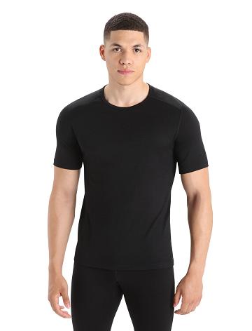 Icebreaker Merino 200 Oasis Rövid Sleeve Crewe Thermal Top Férfi Base Layers Fekete | HU 1390RVDW